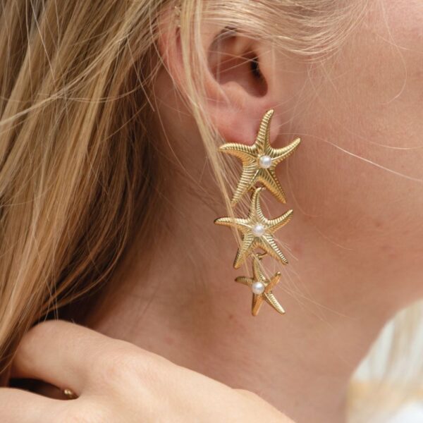 boucles d'oreilles trio etoile de mer et nacre mile mila bijoux