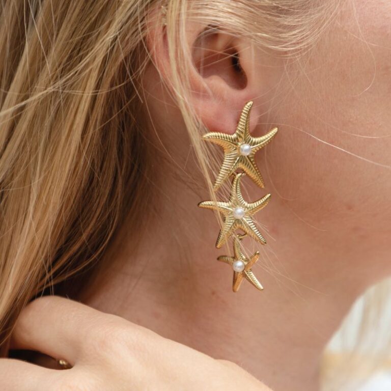 boucles d'oreilles trio etoile de mer et nacre mile mila bijoux
