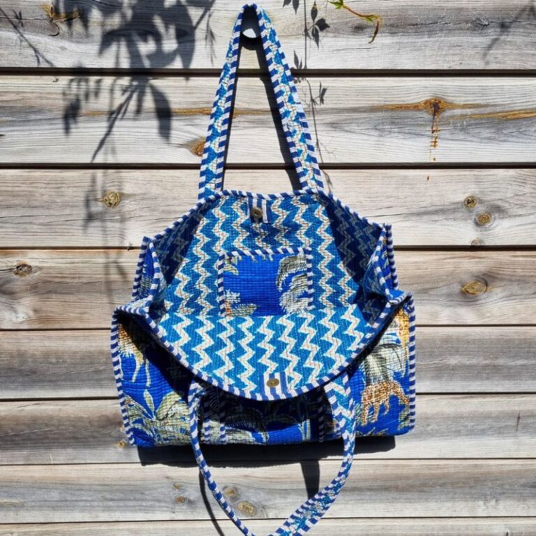 Cabas coton BLUE PALM