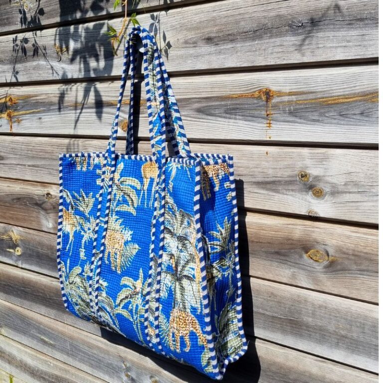 Cabas coton BLUE PALM