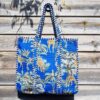 cabas coton matelassé blue palm imprimé safari jungle tropical mode été 2025