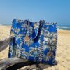 cabas coton blue palm