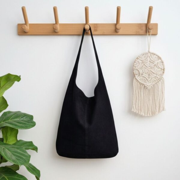 sac en daim forme boho couleur noir