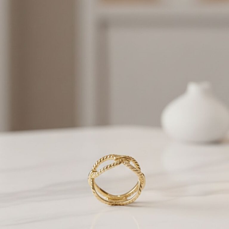 bague maille large tressée plaqué or 18 carats