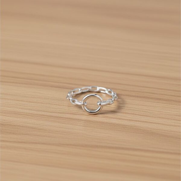 bague pour femme maille et cercle argent 925 rhodié