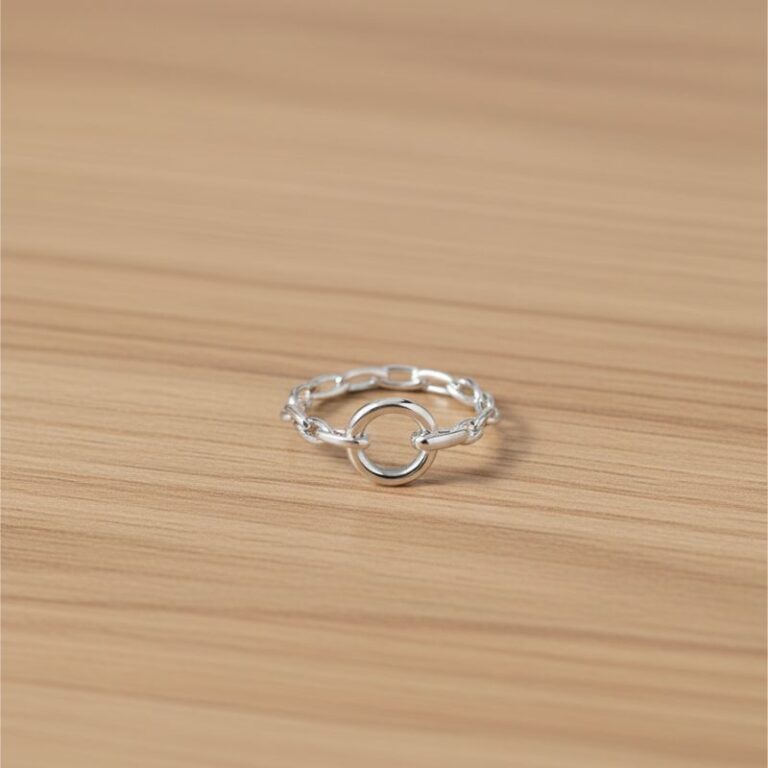 bague pour femme maille et cercle argent 925 rhodié