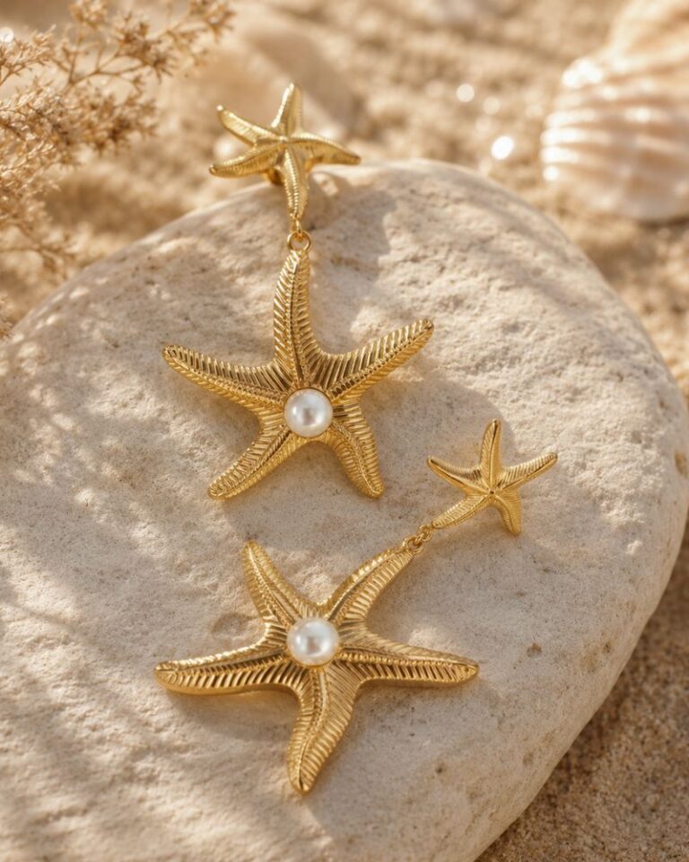 boucles d'oreilles étoile de mer & nacre boucles d'oreilles étoile de mer & nacre