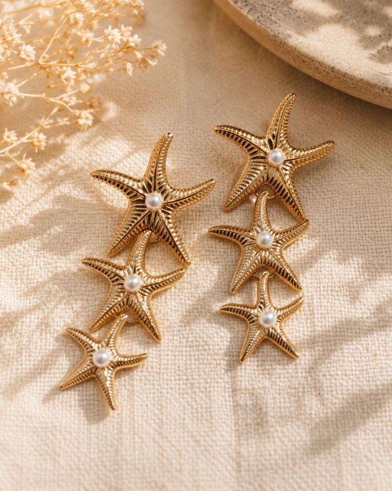 boucles d'oreilles trio étoiles de mer boucles d'oreilles trio étoiles de mer mile mila