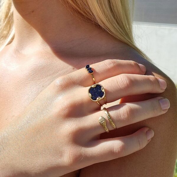 bague acier motif serpent