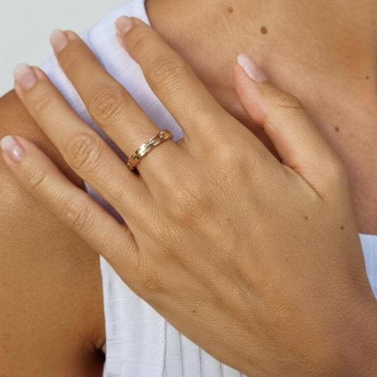 bague fine pour femme en plaqué or motif maille de chaine élégant bague fine pour femme en plaqué or motif maille de chaine élégant