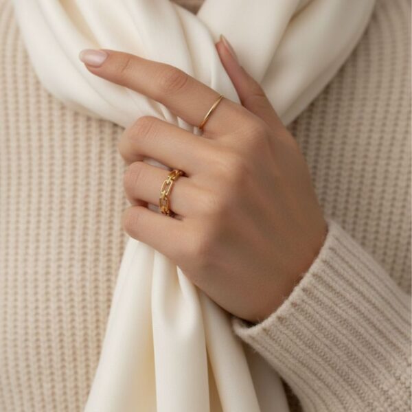 bague plaqué or 18 carats maille chaine