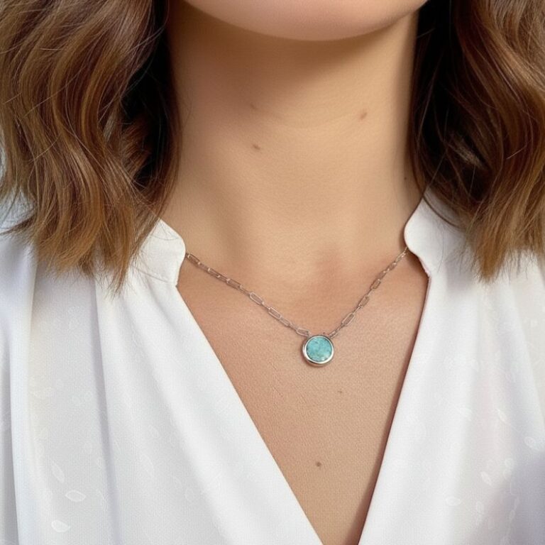 Collier Argent Amazonite