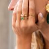 bague ajustable acier inoxydable et pierre aventurine