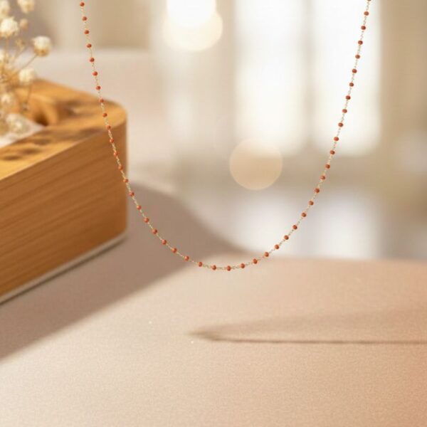 collier ras de cou pour femme en plaqué or 18 carats et perles en émail rouge