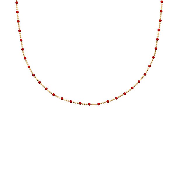collier ras de cou pour femme en plaqué or 18 carats et perles en émail rouge