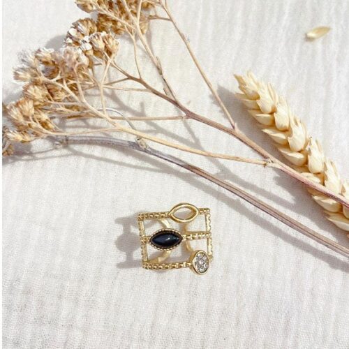 bague onyx strass