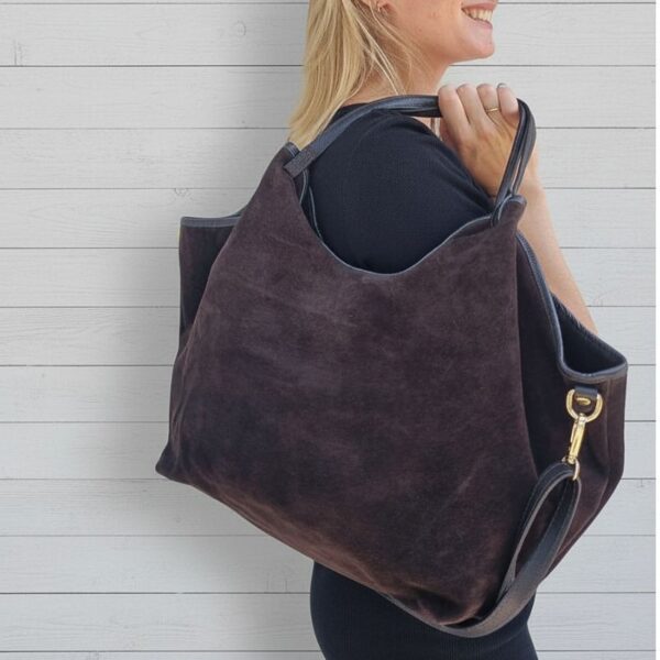 sac cabas daim format xl couleur café