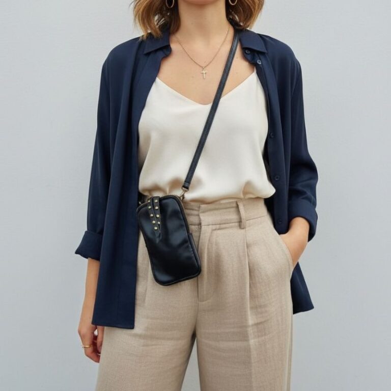 pochette de téléphone cuir noir détail clou sur patte fermoir