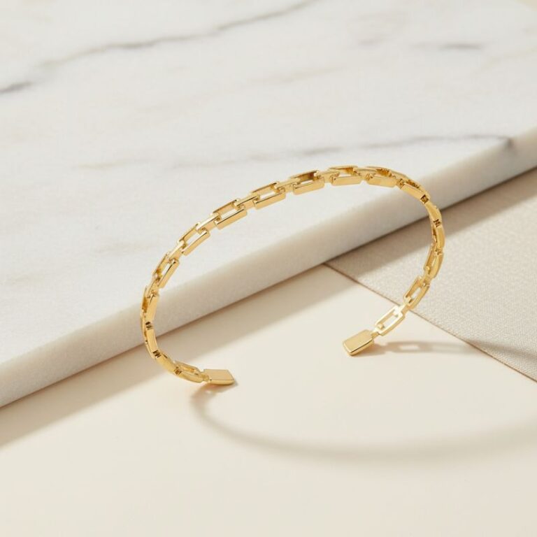 jonc plaqué or fin maillage bijou élégant et intemporel