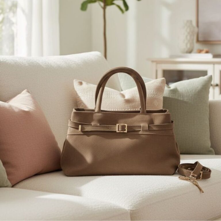 sac à main couleur moka en cuir nubuck fait main en europe haute qualité