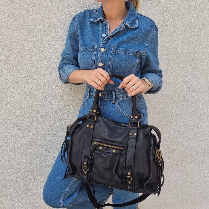 Ceinture large cuir nubuck Noir