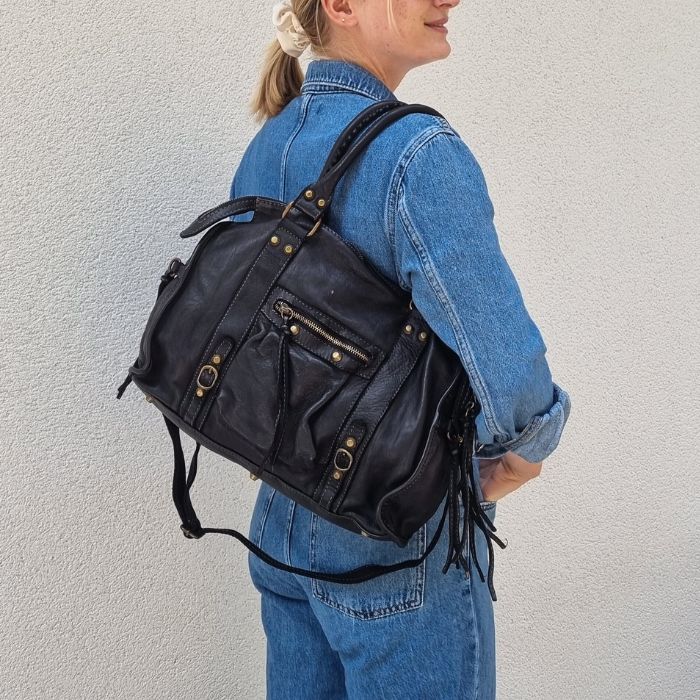 Boucles d'oreilles Créoles émail Noir