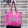 cabas de plage coton imprimé jungle rose fuchsia tendance été 2025