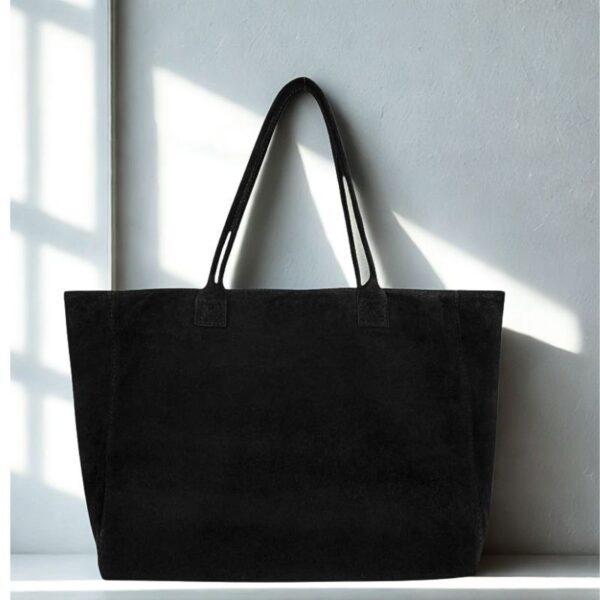 cabas en daim format a4 couleur noir style intemporel