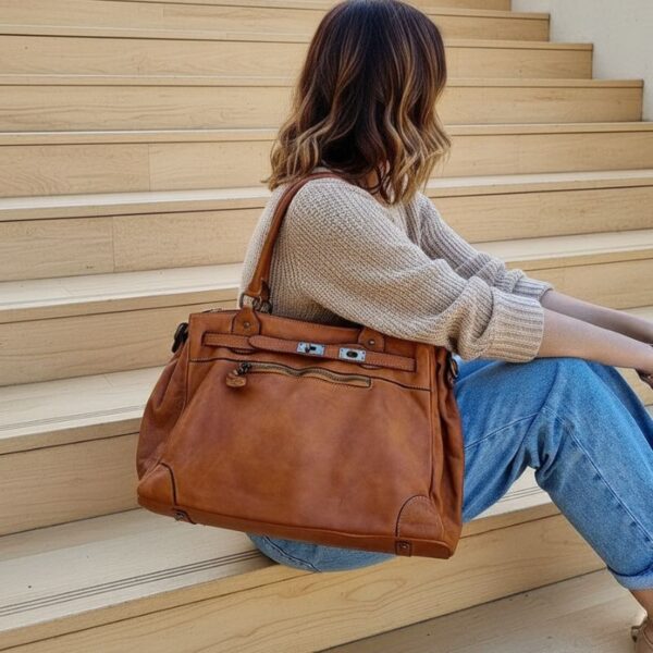 sac cuir vintage camel sac pour la fac ou le lycée format a4