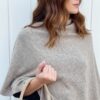 poncho fait main beige chiné laine mérinos et cachemire fabrication italienne