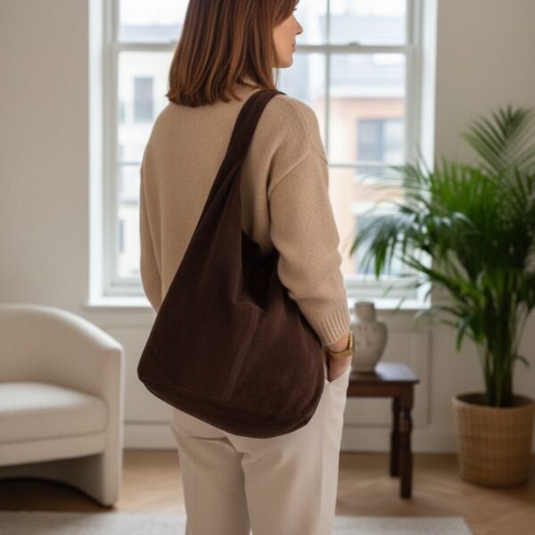 sac daim hobo couleur café