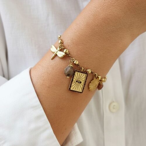 Bracelet breloques œil couleur marron mile mila bijoux