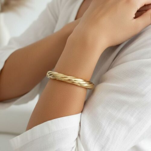 bracelet jonc épais torsadé acier inoxydable mile mila bijoux