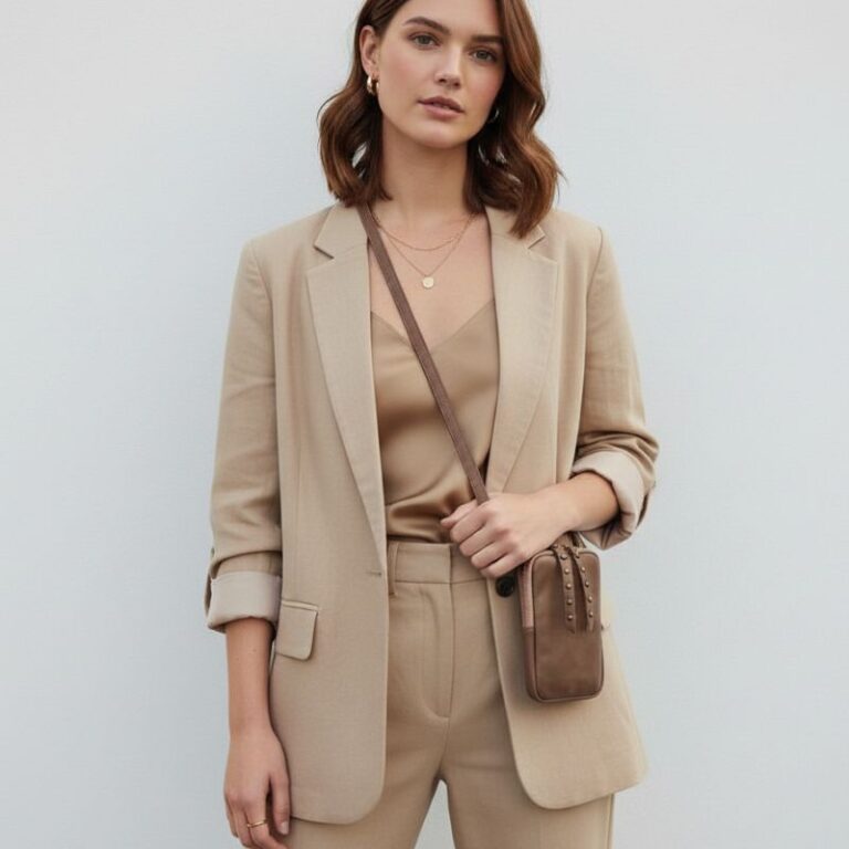 sac pochette de téléphone cuir couleur camel style casual chic