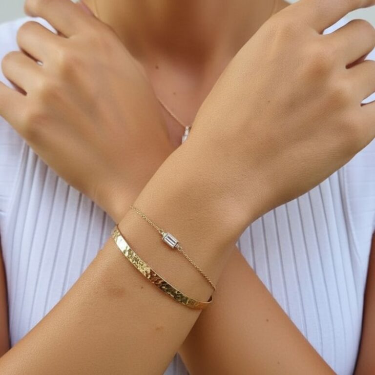 bracelet pour femme plaqué or 18 carats avec oxyde de zirconium