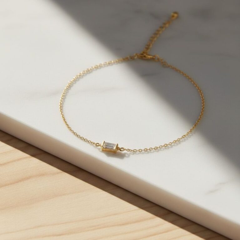 bracelet pour femme plaqué or 18 carats avec oxyde de zirconium