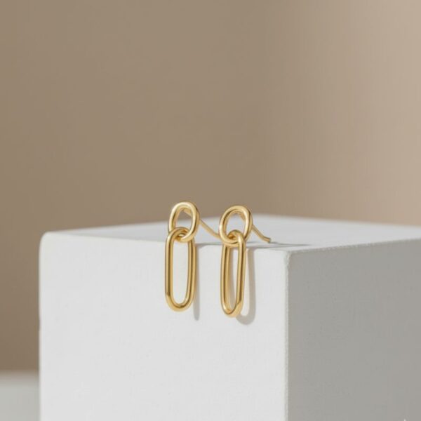 boucles d'oreilles pour femme en plaqué or 18 carats 2 anneaux entremêlés