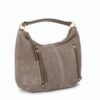 sac en daim forme hobo porté épaule couleur taupe clair