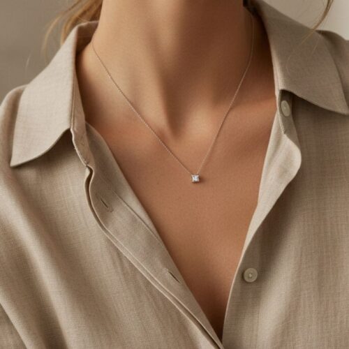 collier ras de cou en argent pendentif oxyde de zirconium