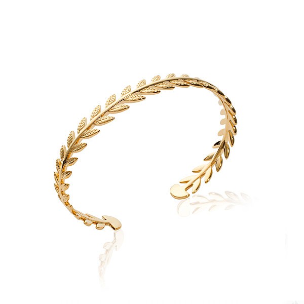 bracelet jonc plaqué or 18 carats motif épi symbole chance