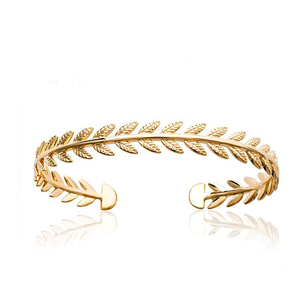 bracelet jonc plaqué or 18 carats motif épi symbole chance