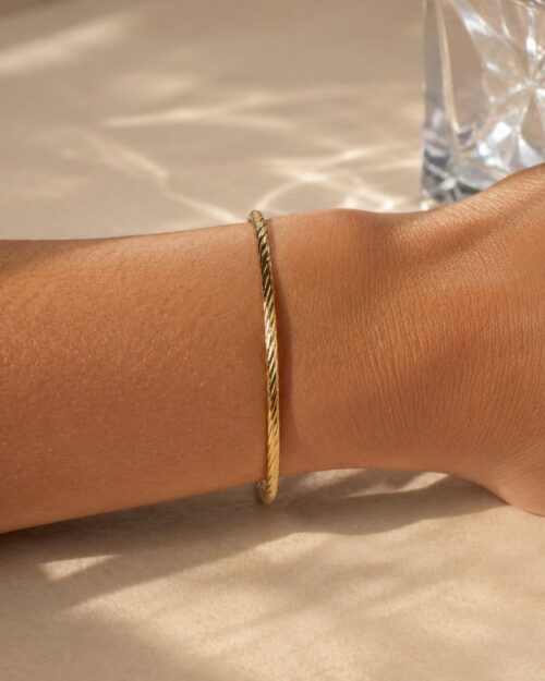 jonc plaqué or 18 k torsadé