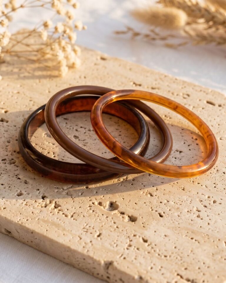 trio de bracelets résine ambré trio de bracelets résine ambré bijoux mile mila