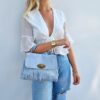 sac franges daim bleu ciel