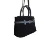 sac en daim compact décoration ceinture couleur noir
