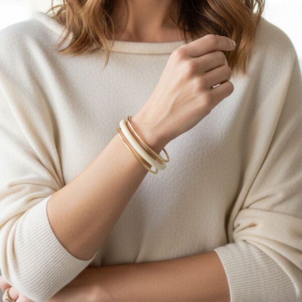 trio de bracelet jonc acier et résine bijou mile mila