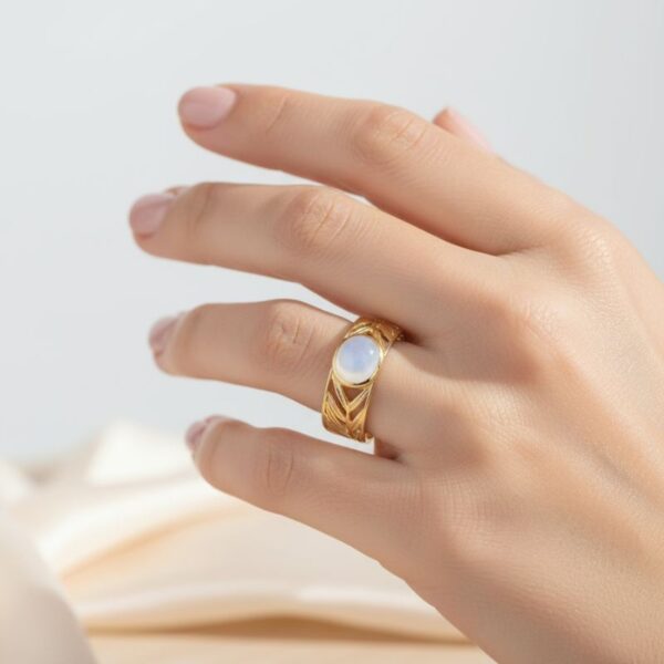 bague femme plaqué or et nacre sertie à la main