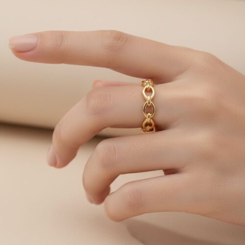 bague pour femme plaqué or 18 carats anneau maillon bijou intemporel