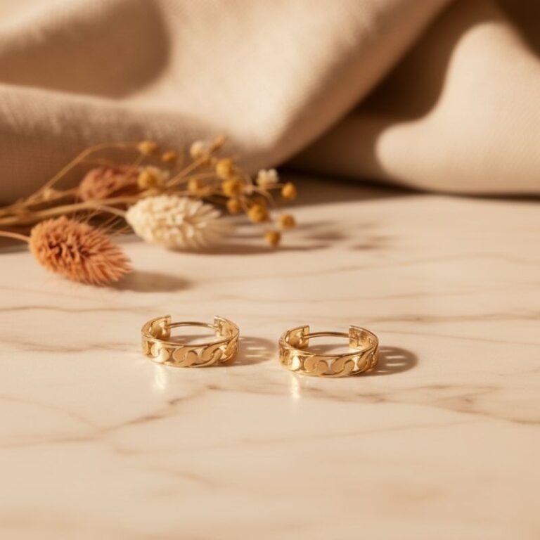 boucles d'oreilles créoles en plaqué or 18 carats forme ovale large maillon