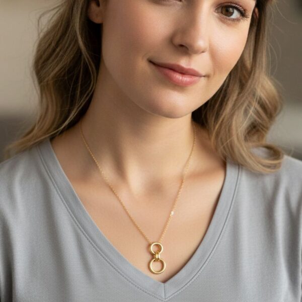 collier plaqué or pour femme pendentif double anneau